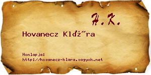 Hovanecz Klára névjegykártya